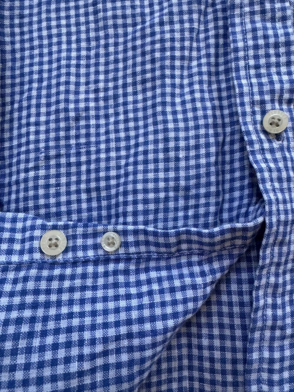 Blue White Linen Gingham Shirt XL NWT Classic Prep - Picture 5 of 9